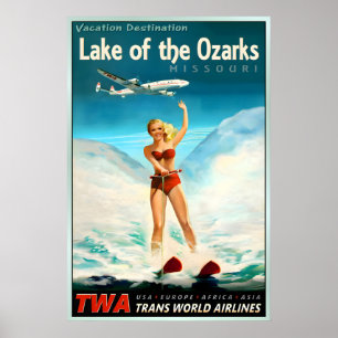 Lake of the Ozarks Missouri TWA Trans World Poster