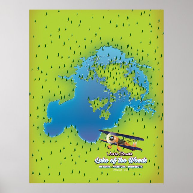 Lake of the Woods,Ontario,Manitoba,Minnesota map Poster (Front)
