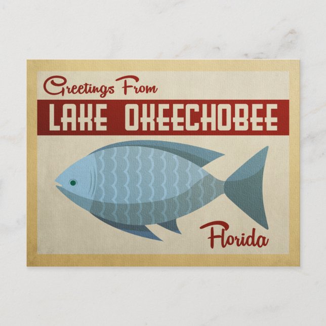 Lake Okeechobee Fish Vintage Travel Postcard (Front)