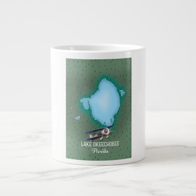 Lake Okeechobee Florida map. Large Coffee Mug (Front)