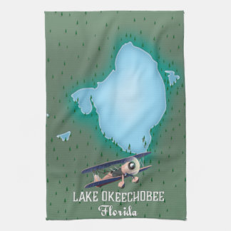 Lake Okeechobee Florida map. Tea Towel
