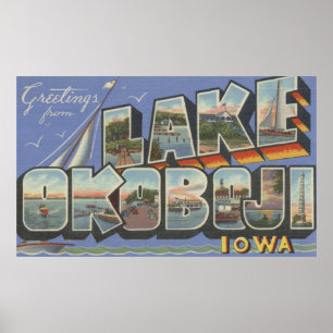 Lake Okoboji, Iowa - Large Letter Scenes Poster