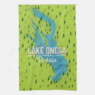 Lake Onega, russia, Travel map Tea Towel