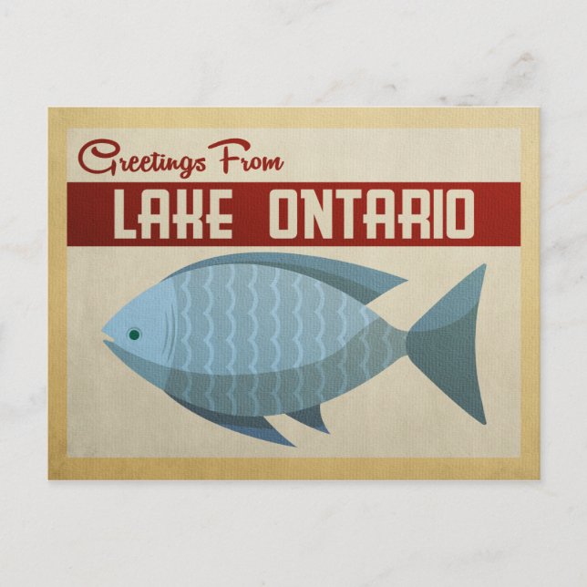 Lake Ontario Blue Fish Vintage Travel Postcard (Front)