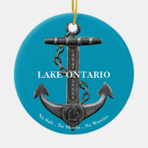 Lake Ontario distressed anchor pirate nautical Ceramic Tree Decoration