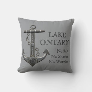 Lake Ontario distressed nautical pirate anchor Cushion