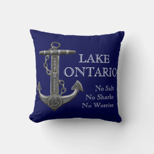 Lake Ontario distressed nautical pirate anchor  Cushion