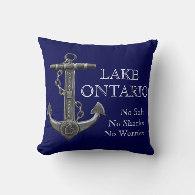 Lake Ontario distressed nautical pirate anchor  Cushion (Front)