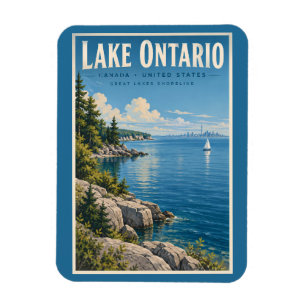 Lake Ontario Illustration Travel Art Vintage Magnet