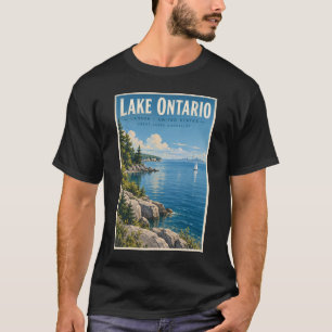 Lake Ontario Illustration Travel Art Vintage T-Shirt