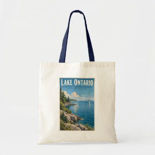 Lake Ontario Illustration Travel Art Vintage Tote Bag