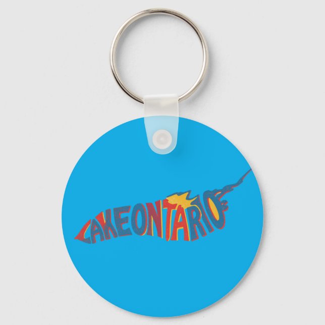 Lake Ontario Letterform Map Circle Keychain (Front)