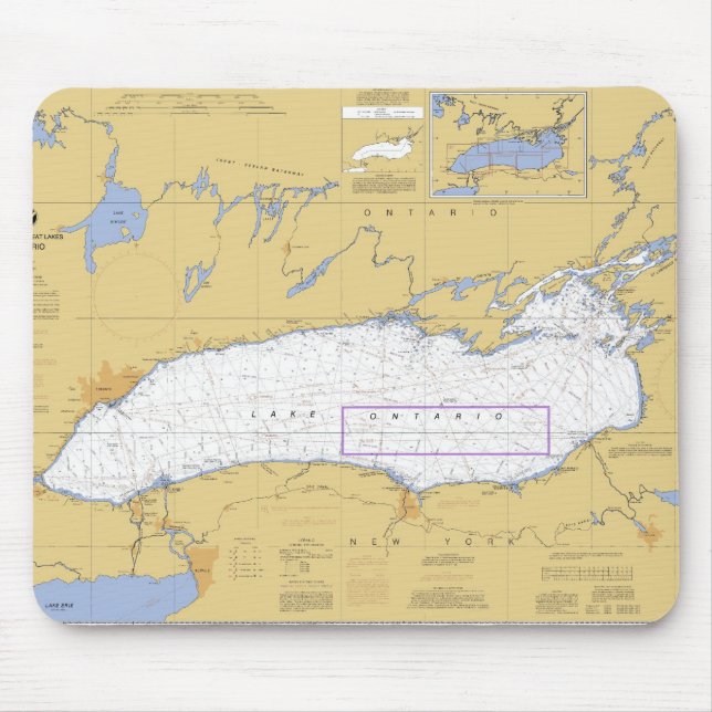 Lake Ontario Nautical Chart Mouse Mat (Front)