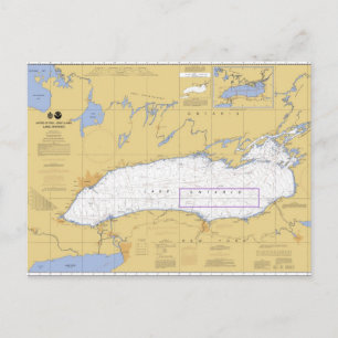 Lake Ontario Nautical Chart Postcard