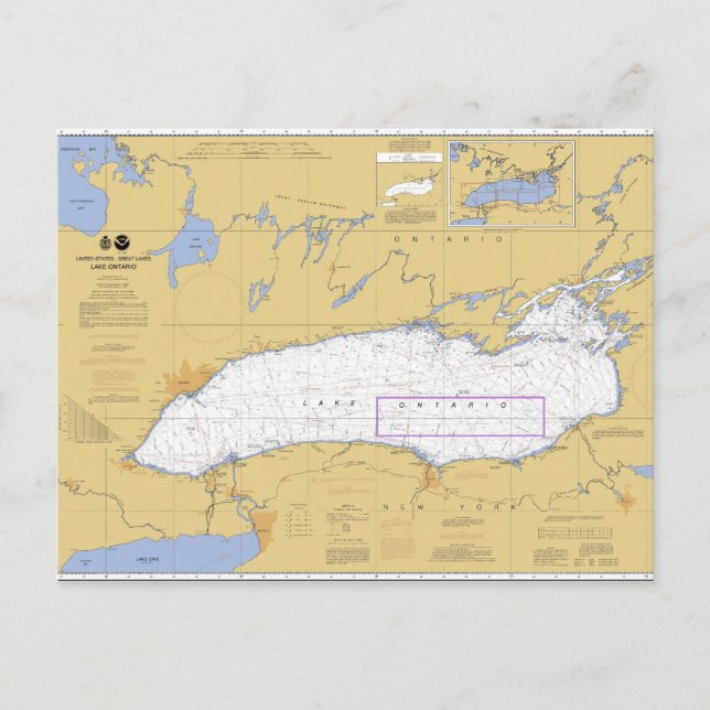 Lake Ontario Nautical Chart Postcard (Front)