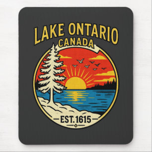 Lake Ontario Pop‑Art Sunset Graphic Colour Block Mouse Mat