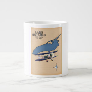 Lake Ontario USA Canada map Large Coffee Mug