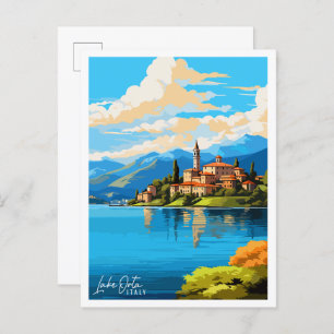 Lake Orta Italy vintage travel  Postcard