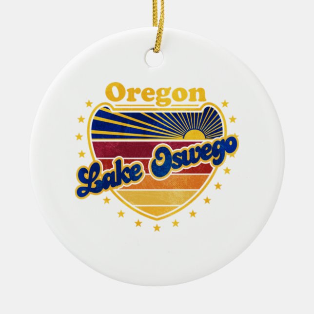 Lake Oswego Oregon Ceramic Tree Decoration (Front)