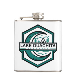 LAKE OUACHITA arkansas moon hexa Hip Flask
