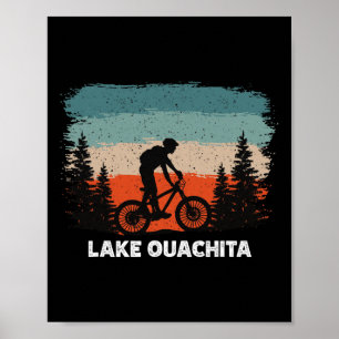 Lake Ouachita Mountain Biking Sunset Retro Vintage Poster