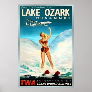 Lake Ozark Missouri TWA Trans World Airlines Poster