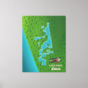 Lake Pape Latvia map Canvas Print