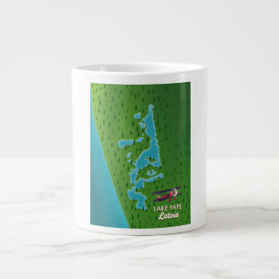 Lake Pape Latvia map Large Coffee Mug