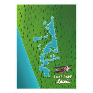 Lake Pape Latvia map Photo Print