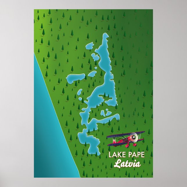 Lake Pape Latvia map Poster (Front)