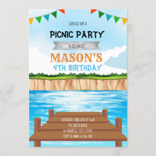 Lake party birthday invitation
