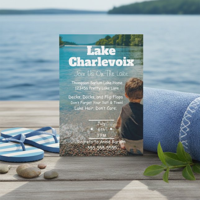 Lake Party Invitation  (Grab your towel and head to the lake.)
