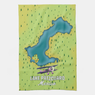 Lake Pátzcuaro Mexico Lake map Tea Towel