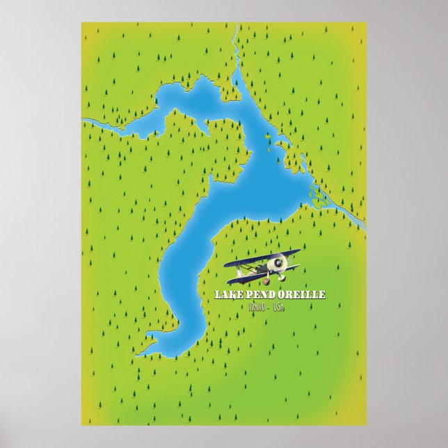 lake pend idaho Lake map Poster (Front)