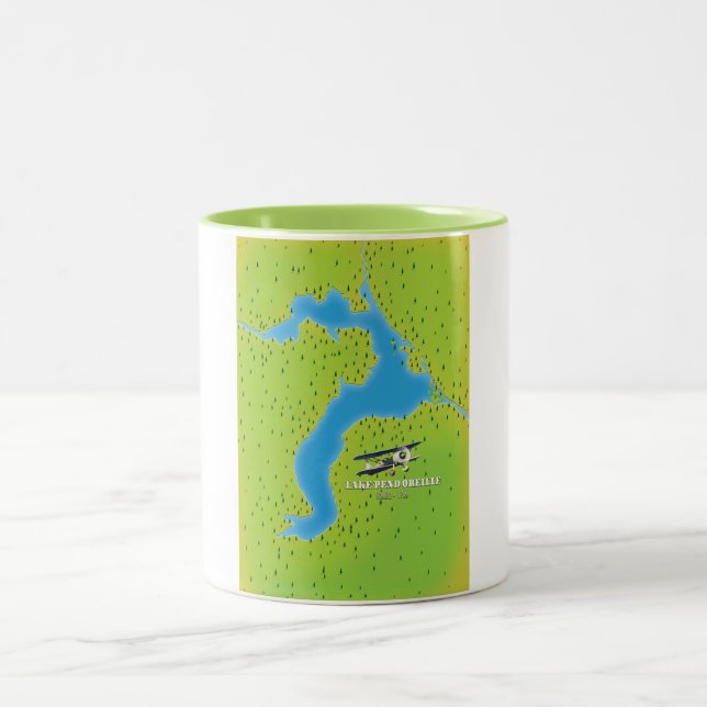 lake pend idaho Lake map Two-Tone Coffee Mug (Center)
