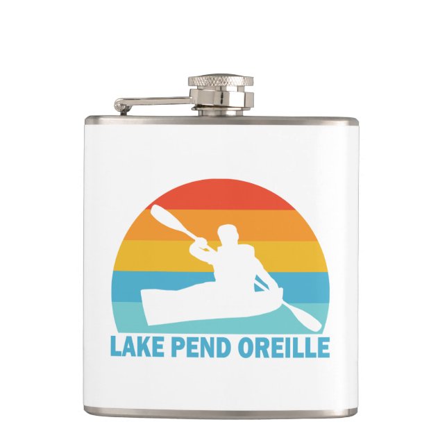 Lake Pend Oreille Idaho Kayak Hip Flask (Front)