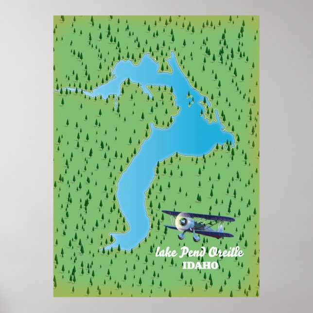 Lake Pend Oreille Idaho map Poster (Front)