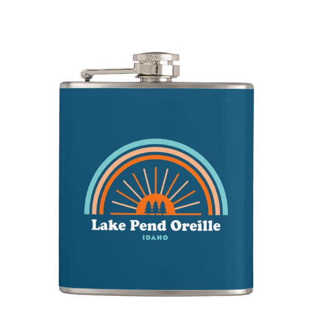 Lake Pend Oreille Idaho Rainbow Hip Flask (Front)