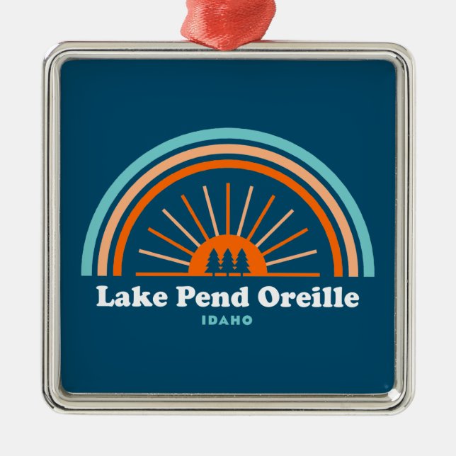 Lake Pend Oreille Idaho Rainbow Metal Tree Decoration (Front)