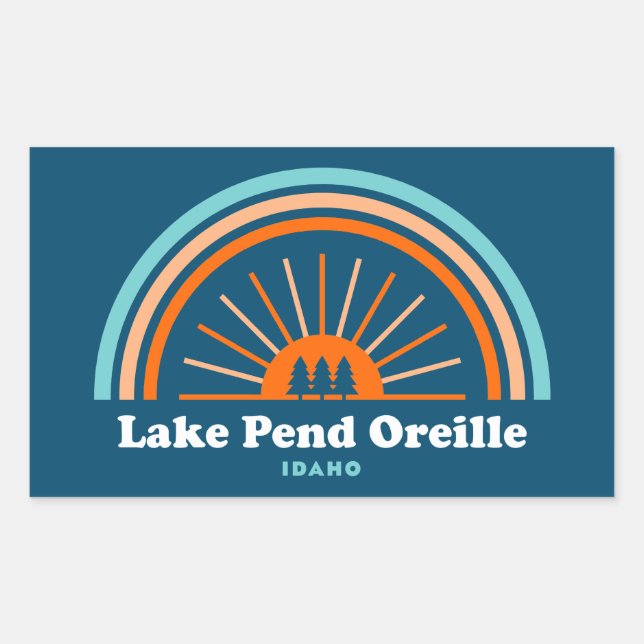Lake Pend Oreille Idaho Rainbow Rectangular Sticker (Front)