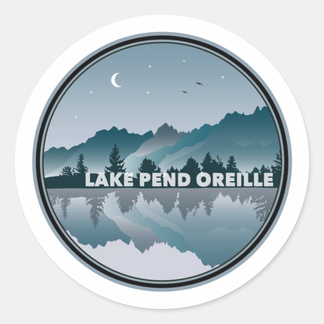 Lake Pend Oreille Idaho Reflection Classic Round Sticker (Front)