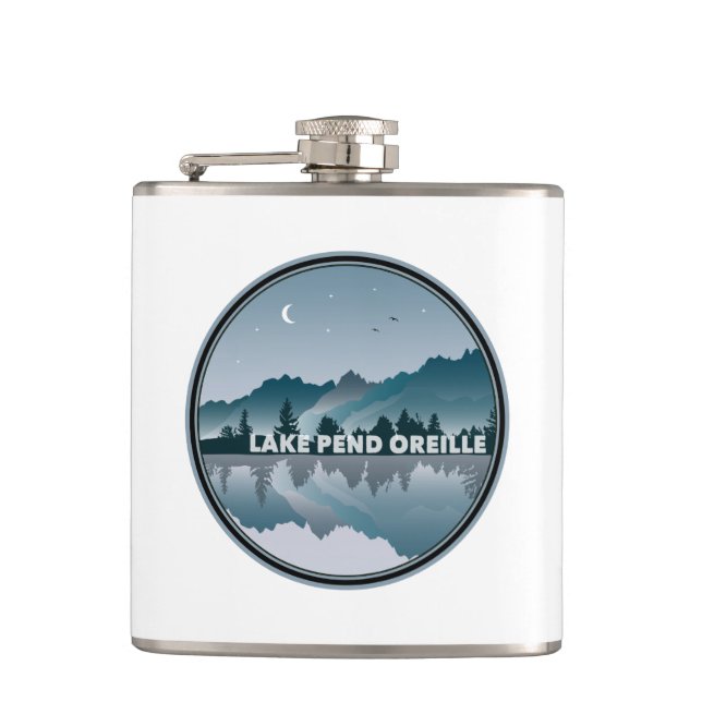 Lake Pend Oreille Idaho Reflection Hip Flask (Front)