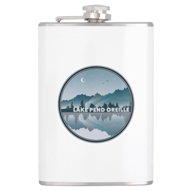 Lake Pend Oreille Idaho Reflection Hip Flask (Front)