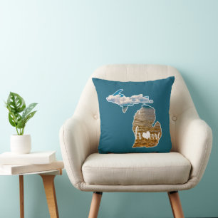 Lake Photo Michigan Silhouette With Home Cushion