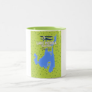 lake Pichola, India travel poster map. Two-Tone Coffee Mug