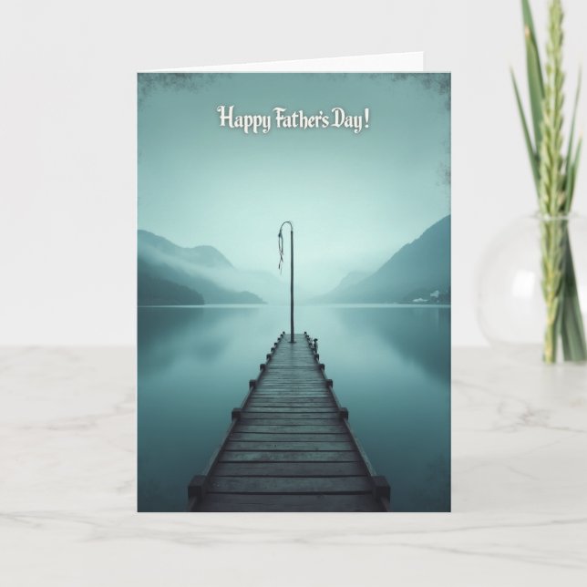 Lake Pier Fathers Day Decor Card (Front)