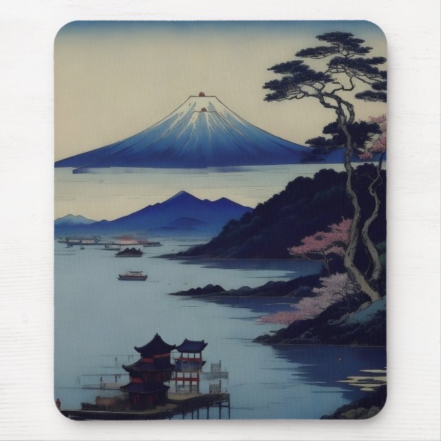 Lake, Pine and Mountain - Japan Mouse Mat (Front)