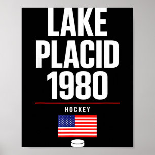 Lake placid 1980 hockey vintage usa puck new york poster