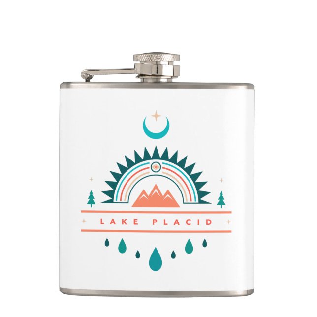 lake placid boho rainbow moon hip flask (Front)