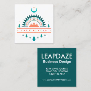 lake placid boho rainbow moon square business card